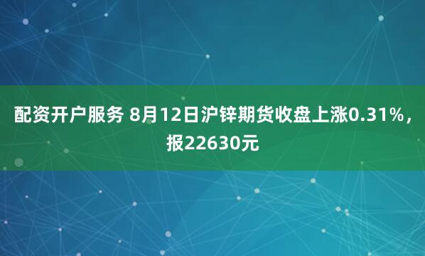 配资开户服务 8月12日沪锌期货收盘上涨0.31%，报22630元